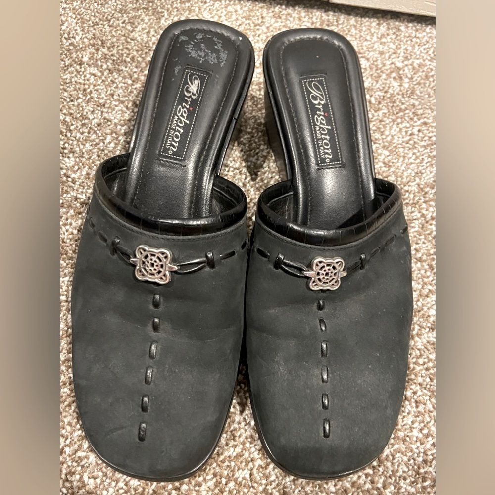 Brighton 'ILSA' Black Wedge Mules - 8 1/2M
